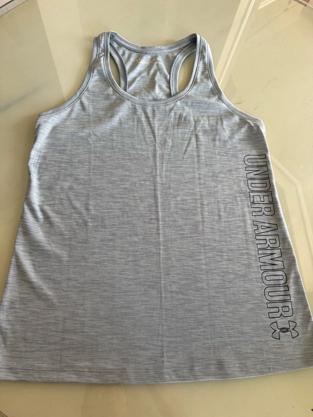 Under Armour Light Heather Gray Racerback Tank with Side Logo